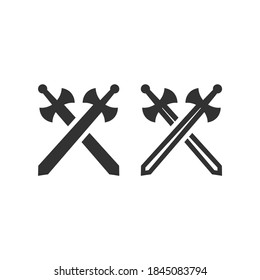 Überkreuzte Schwerter oder arme schwarze Vektorsymbol. Schlacht- oder Spielsymbol.