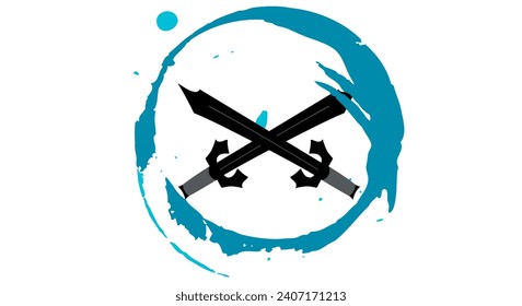 The crossed swords between the two blades were accompanied by circular water.