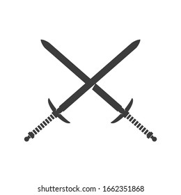 Crossed Swords Black Icon Vector Illustration.