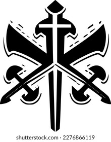 Crossed Swords | Black and White Vector illustration