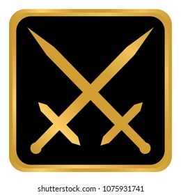 Crossed swords button on white background. Vector illustration.