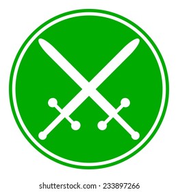 Crossed swords button on white background. Vector illustration.