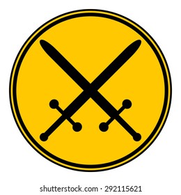 Crossed swords button on white background. Vector illustration.