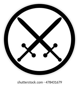 Crossed swords button on white background. Vector illustration.