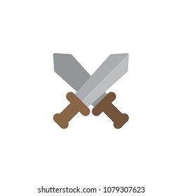 Crossed Swords flat icon, vector sign, colorful pictogram isolated on white. Medieval Weapons symbol, logo illustration. Flat style design