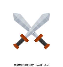 Crossed swords icon in flat style isolated on white background. Arms vector illustration