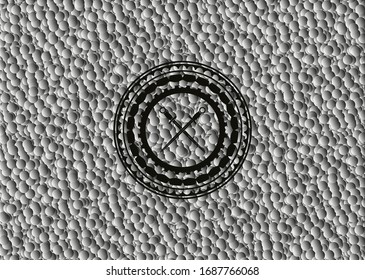Kreuzsymbol in dunklem Emblem mit Blasenhintergrund. Retro. Vektorillustration Illustration. Detaillierte Angaben.