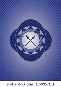 crossed swords icon inside emblem with jean high quality background