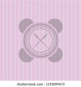 crossed swords icon inside pink icon or emblem