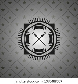 crossed swords icon inside realistic dark emblem