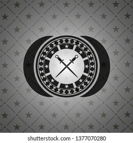 crossed swords icon inside realistic dark emblem