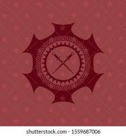 crossed swords icon inside red icon or emblem