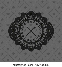 crossed swords icon inside retro style black emblem