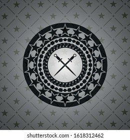 crossed swords icon inside retro style black emblem