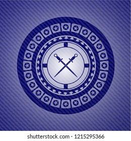 crossed swords icon with jean texture