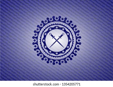 crossed swords icon with jean texture