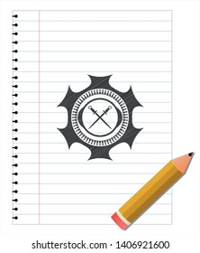 crossed swords icon penciled. Vector Illustration. Detailed.