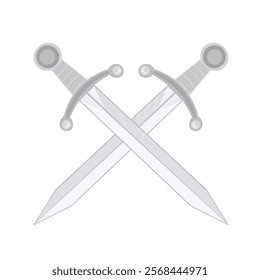 Crossed swords icon. silver. Front side view. Vector simple flat graphic illustration. Isolated object on a white background. Isolate
