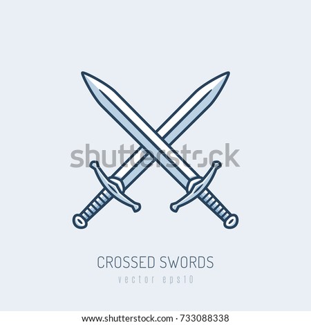 Crossed swords icon  vector illustration in monoline style