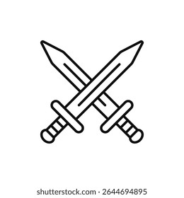 Ícone de espadas cruzadas. Vetor. Estilo da linha.
