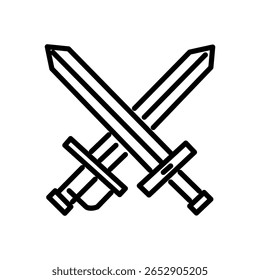 crossed swords icon vector, line style icon