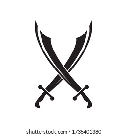 Crossed swords icon vector simple design
