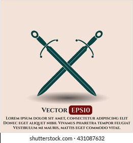 Crossed Swords icon vector symbol flat eps jpg app