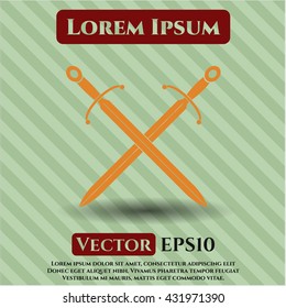crossed swords icon vector symbol flat eps jpg app