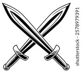 Crossed swords isolated on white background design element for logo label badge sign vector illustration