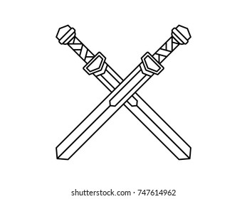 the crossed swords are the swords of the king Viking vector icon