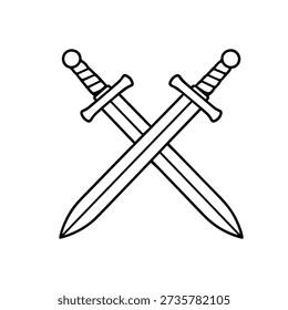 Crossed swords line icon vector on a white background
Vector line icon