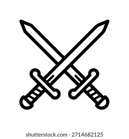 Kreuzschwerter - Linien-Vektorsymbol	