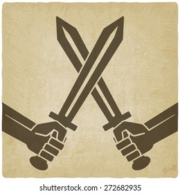 crossed swords old background. vector illustration - eps 10