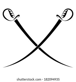 Crossed swords on a white background