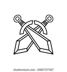 crossed swords, protection - vector icon