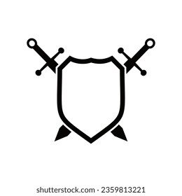 crossed swords and shield vector icon