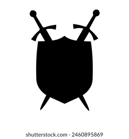 Espadas cruzadas y escudo - Ilustración vectorial, aislado	