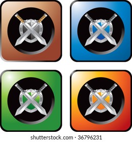 crossed swords and shield web buttons