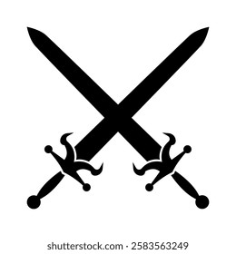 Crossed Swords Silhouette vector art illustration.