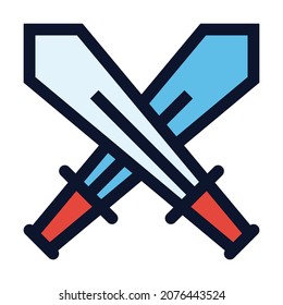 Crossed Swords. Simple Vector Color Icon.