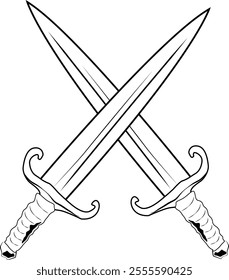 Crossed swords. Sword. Weapon symbolizing strength, honor and power. Element your design.