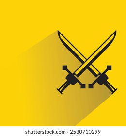 Símbolo de espadas cruzadas con sombra sobre fondo amarillo