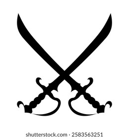Crossed swords vector art. Arabic swords design.