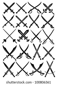Crossed Swords Vector Collection in White Background