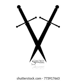 Crossed Swords Vector Collection in White Background, sword isolated on white background , Military sword  ancient weapon design silhouette, European straight swords, vector illustration.
