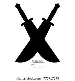 Crossed Swords Vector Collection in White Background, sword isolated on white background , Military sword  ancient weapon design silhouette, European straight swords, vector illustration.