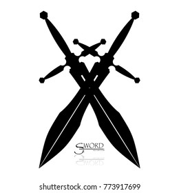Crossed Swords Vector Collection in White Background, sword isolated on white background , Military sword  ancient weapon design silhouette, European straight swords, vector illustration.