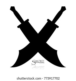 Crossed Swords Vector Collection in White Background, sword isolated on white background , Military sword  ancient weapon design silhouette, European straight swords, vector illustration.