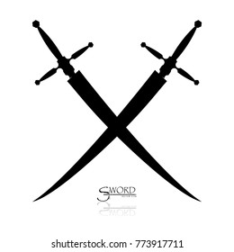 Crossed Swords Vector Collection in White Background, sword isolated on white background , Military sword  ancient weapon design silhouette, European straight swords, vector illustration.