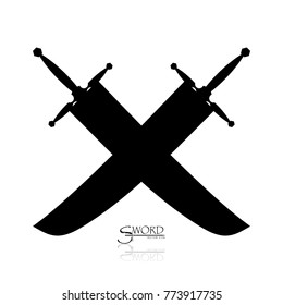 Crossed Swords Vector Collection in White Background, sword isolated on white background , Military sword  ancient weapon design silhouette, European straight swords, vector illustration.